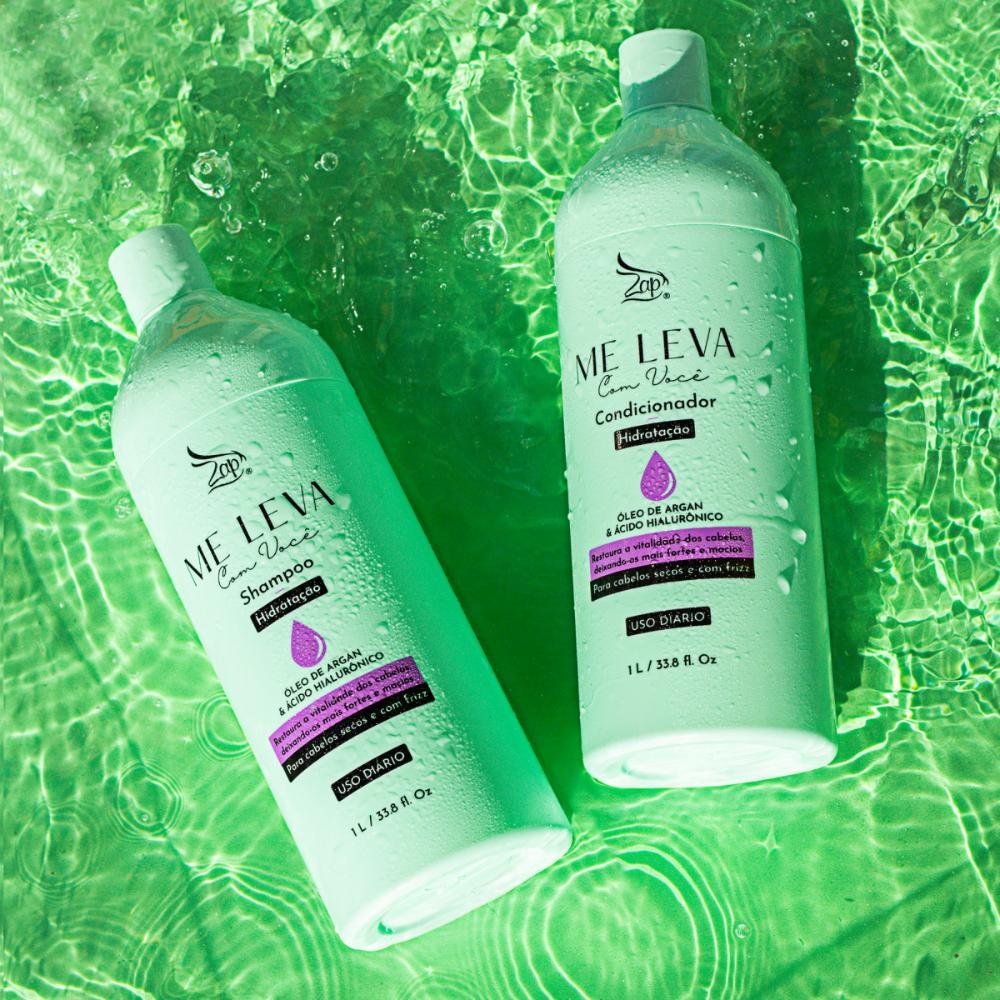 Zap Me Leva Com Você Hidratação Óleo de Argan e Ácido Hialurônico - Shampoo + Condicionador 1000ml ÚNICO 3