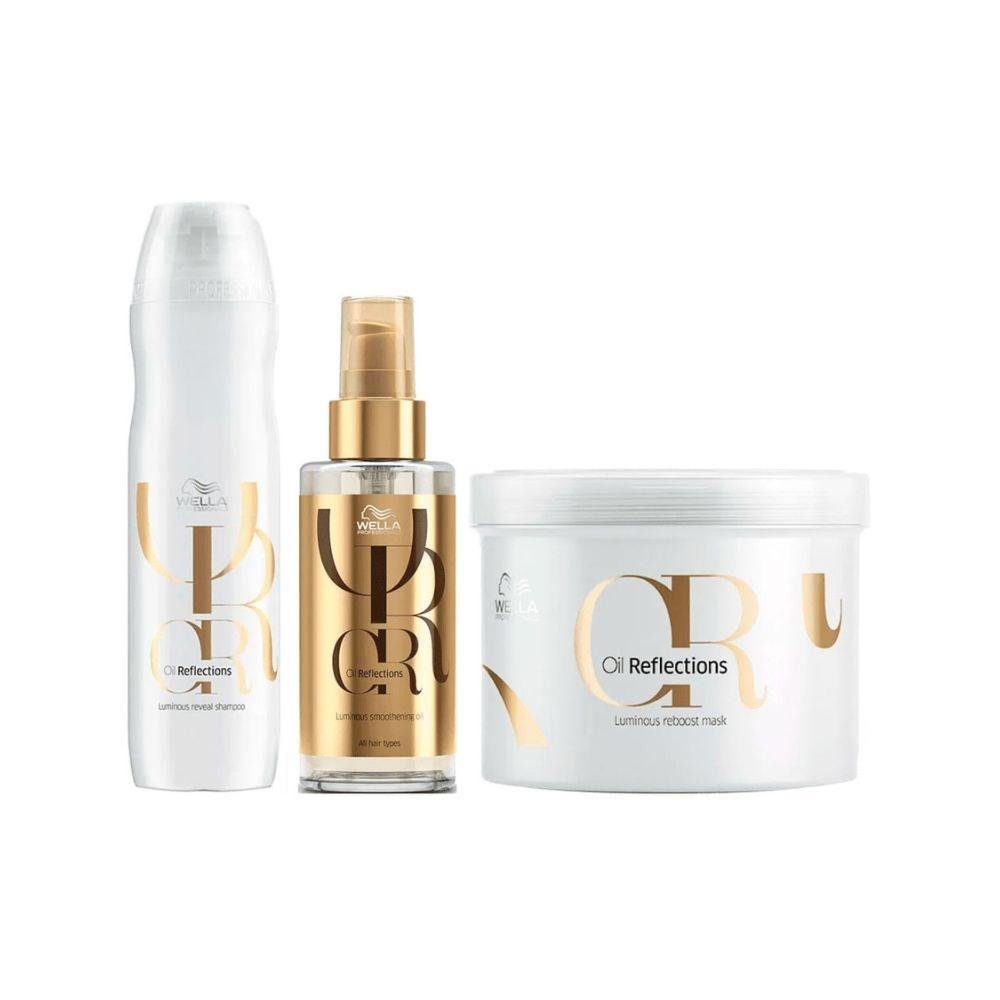 Wella Professionals Oil Reflections Shampoo 250ml + Máscara 500ml + Oil Reflection 100ml ÚNICO 2