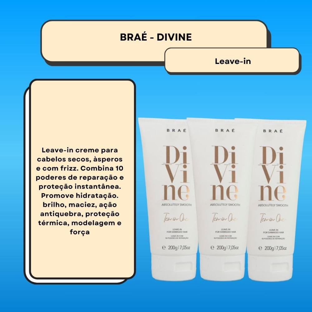 Braé Divine Ten in One 10 in 1 Kit 3 Leave-in 200g ÚNICO 2