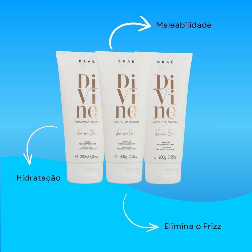 Braé Divine Ten in One 10 in 1 Kit 3 Leave-in 200g ÚNICO 4