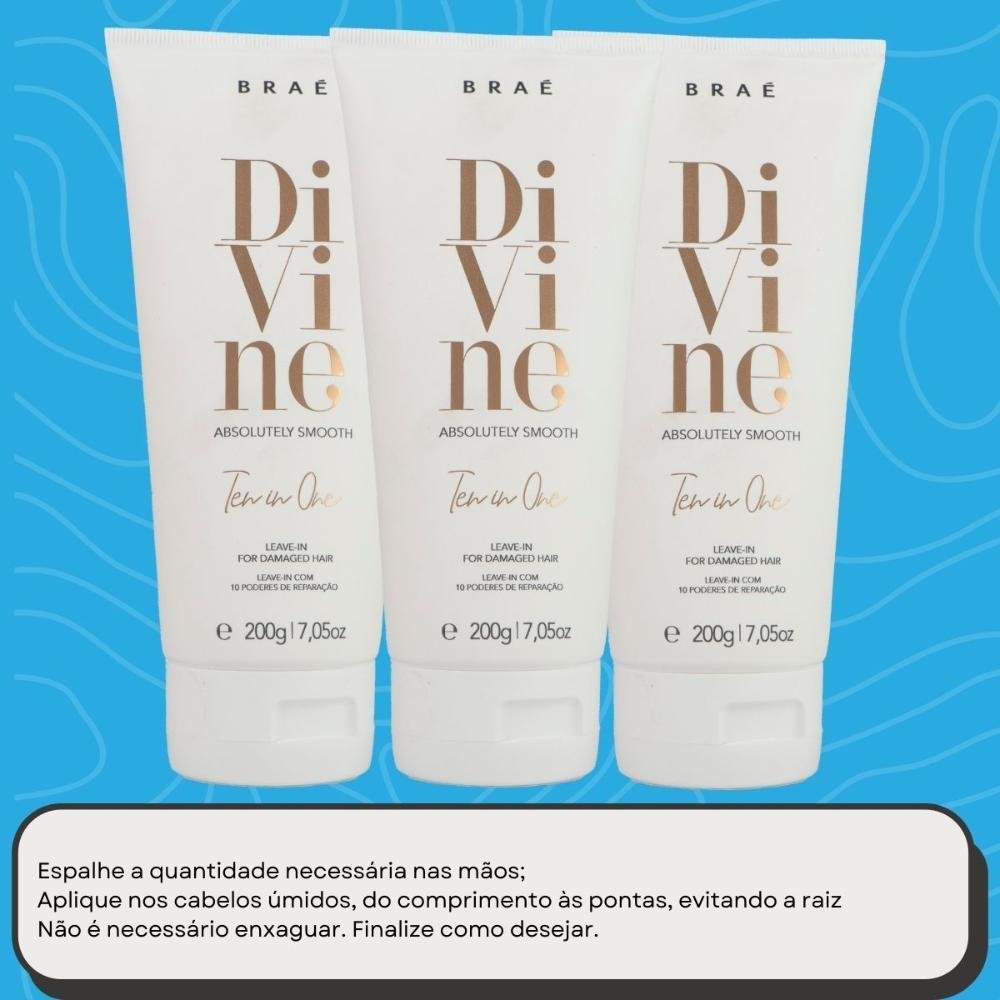 Braé Divine Ten in One 10 in 1 Kit 3 Leave-in 200g ÚNICO 5