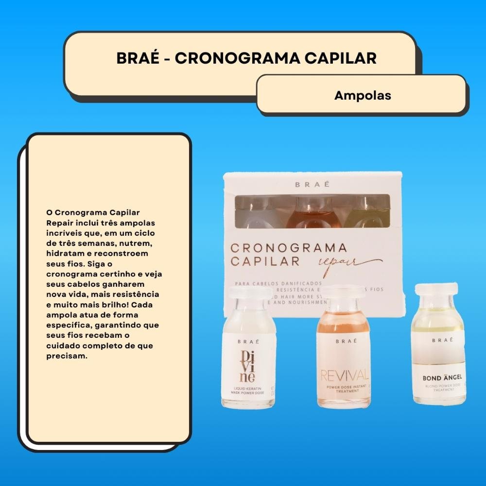 Braé Cronograma Capilar Repair Ampola 3x13ml ÚNICO 2