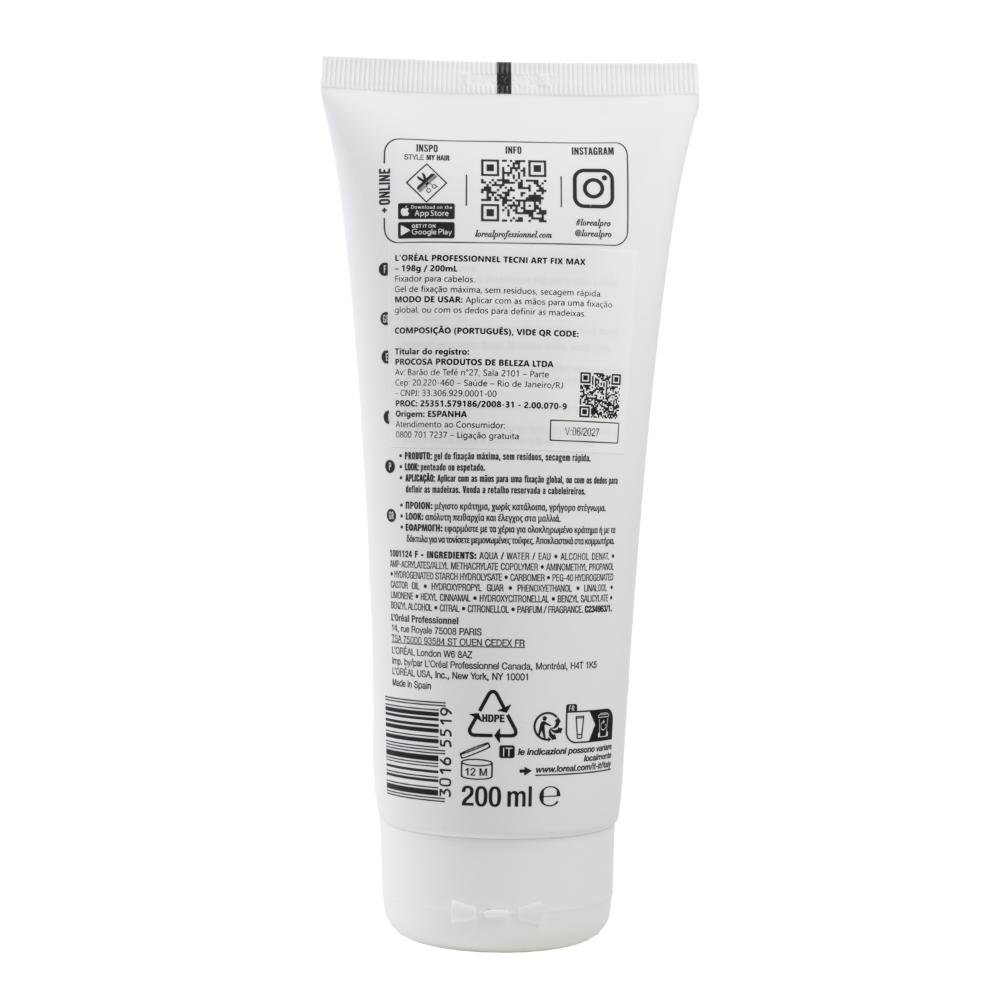 L'Oréal Professionnel Tecni Art Fix Max Gel Fixador 200ml 200ml 3
