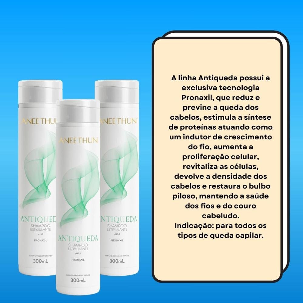Kit Aneethun Antiqueda 3 Shampoo Estimulante 300 ml 300ml 3