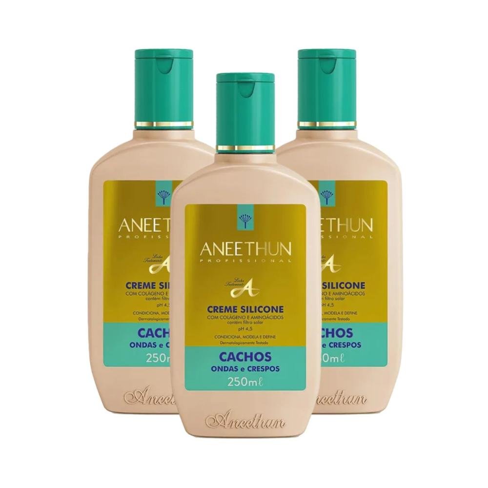 Kit Aneethun Linha A 3 Creme de Silicone Cachos 250 ml para Cabelo Cacheado