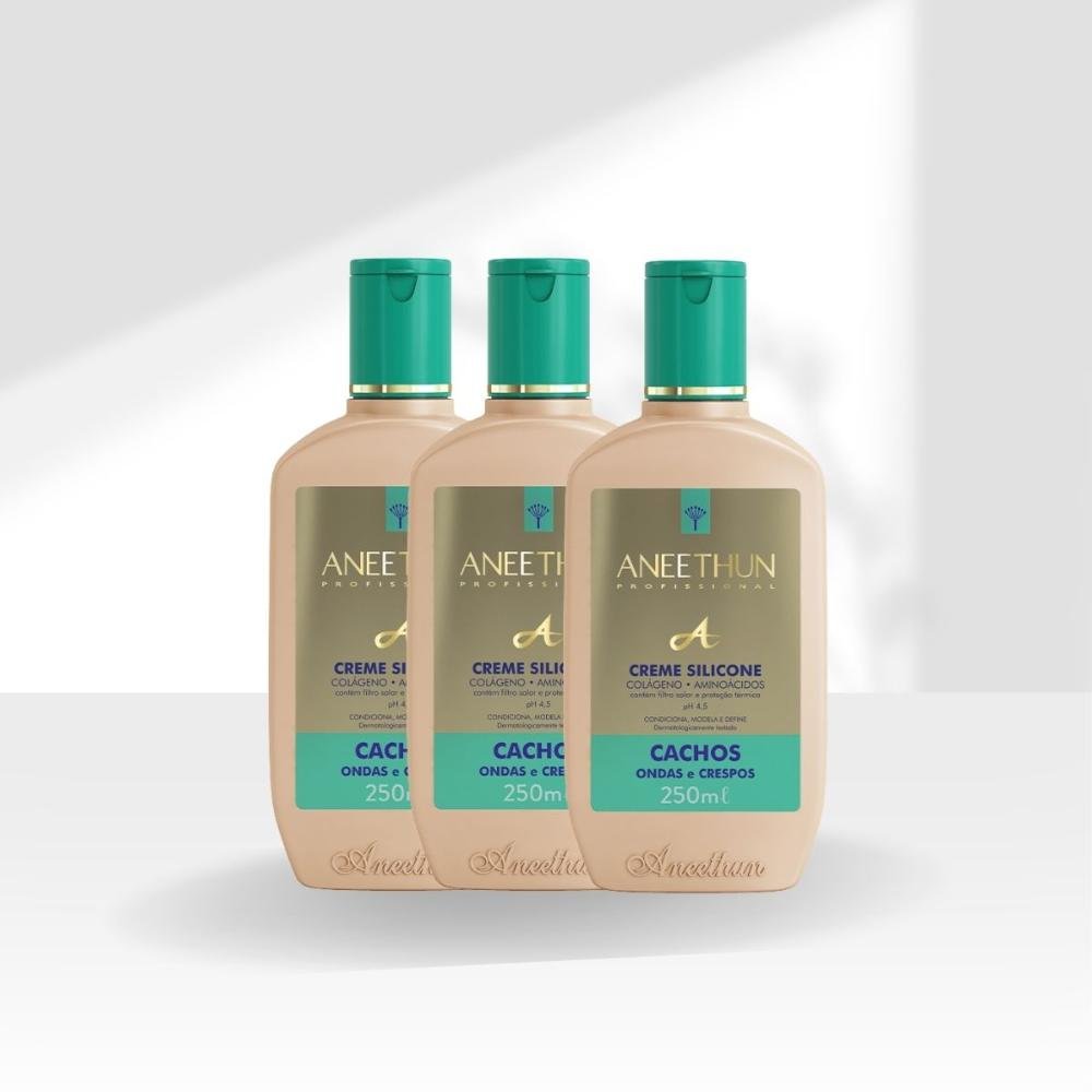 Kit Aneethun Linha A 3 Creme de Silicone Cachos 250 ml para Cabelo Cacheado ÚNICO 6