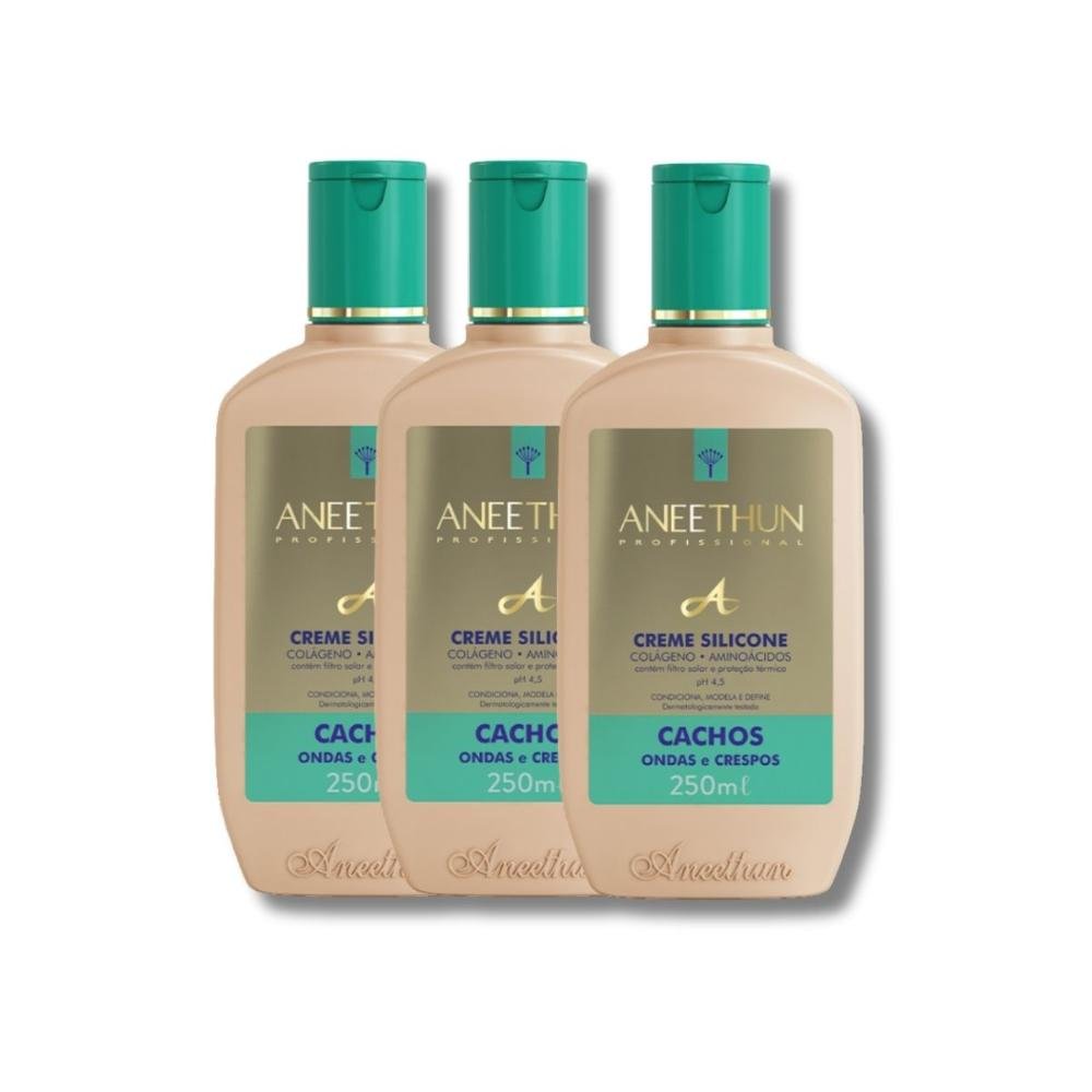 Kit Aneethun Linha A 3 Creme de Silicone Cachos 250 ml para Cabelo Cacheado ÚNICO 7