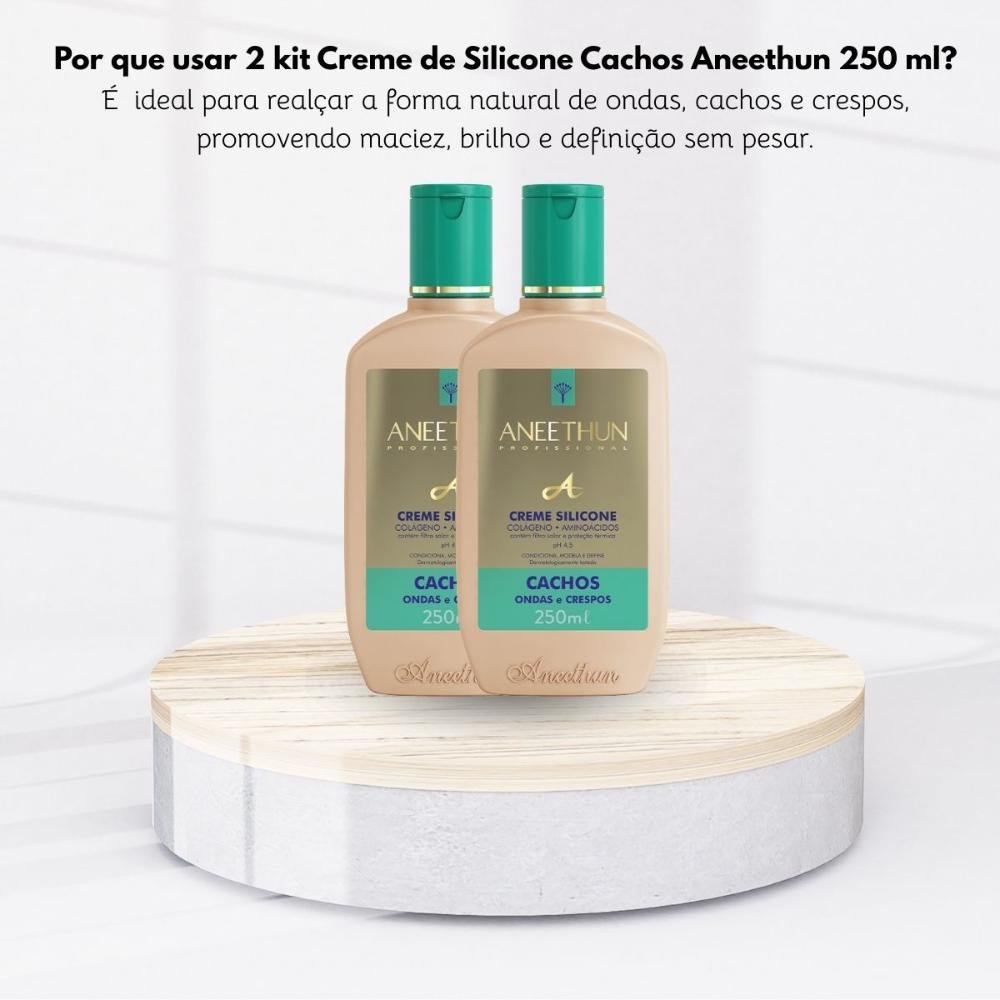 Kit Aneethun Linha A 2 Creme de Silicone Cachos 250 ml para Cabelo Cacheado ÚNICO 5