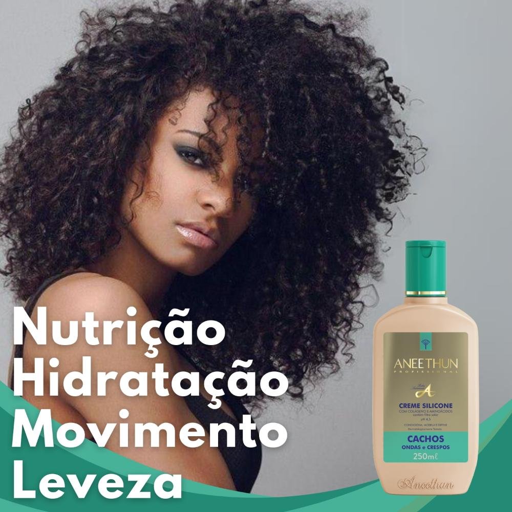 Kit Aneethun Linha A 2 Creme de Silicone Cachos 250 ml para Cabelo Cacheado ÚNICO 6