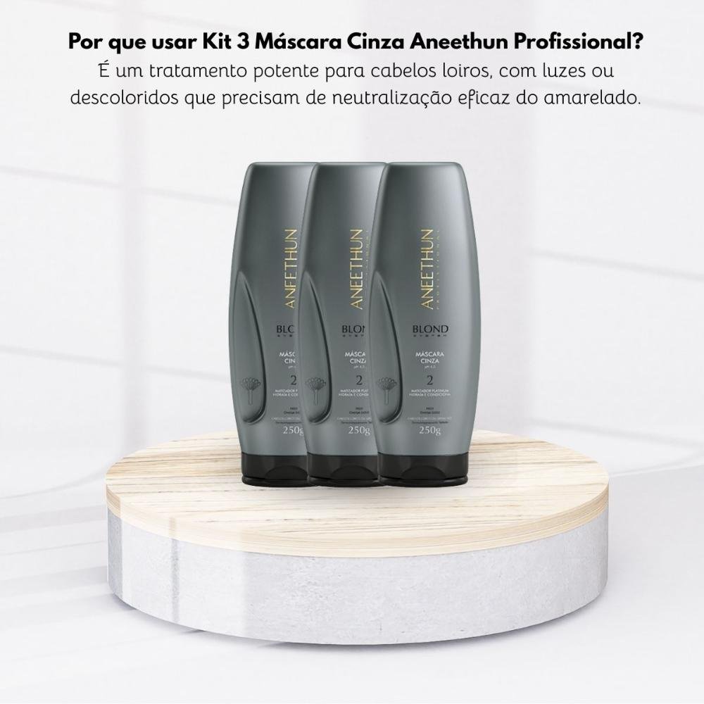 Kit Aneethun Blond System 3 Máscara Cinza 250 g ÚNICO 5