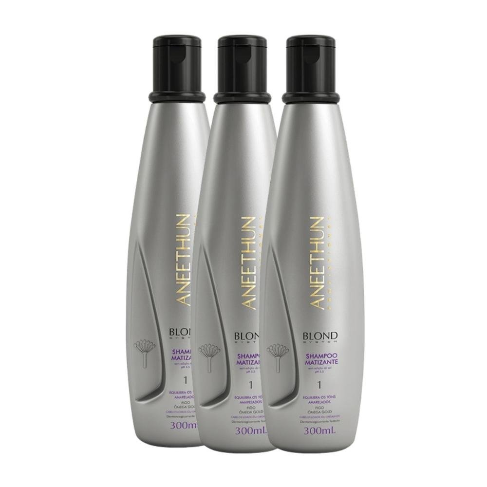 Kit Aneethun Blond System 3 Shampoo Matizador 300 ml ÚNICO 9