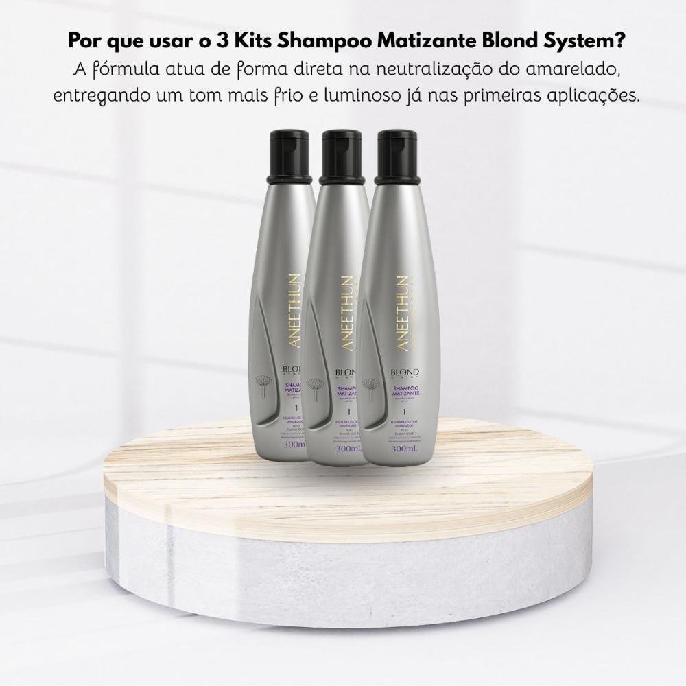 Kit Aneethun Blond System 3 Shampoo Matizador 300 ml ÚNICO 10