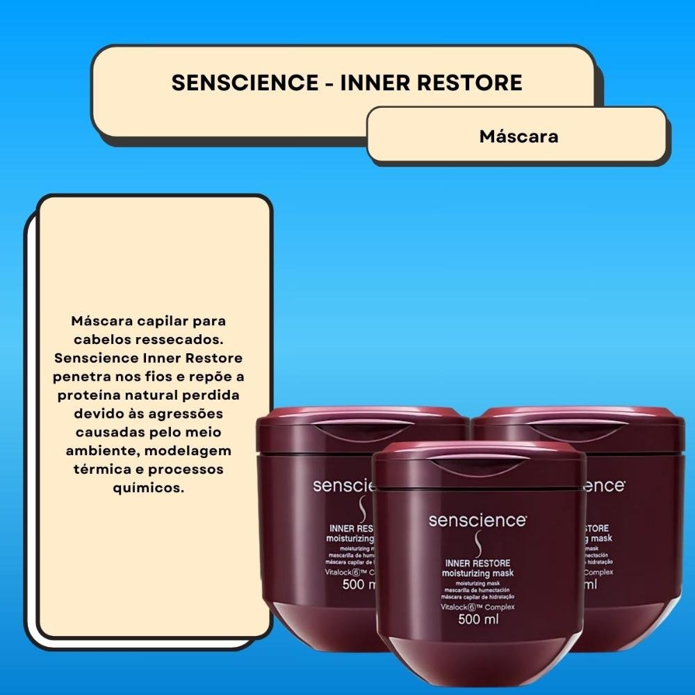 KIt Senscience Inner Restore 3 Máscara De Hidratação 500 ml ÚNICO 2