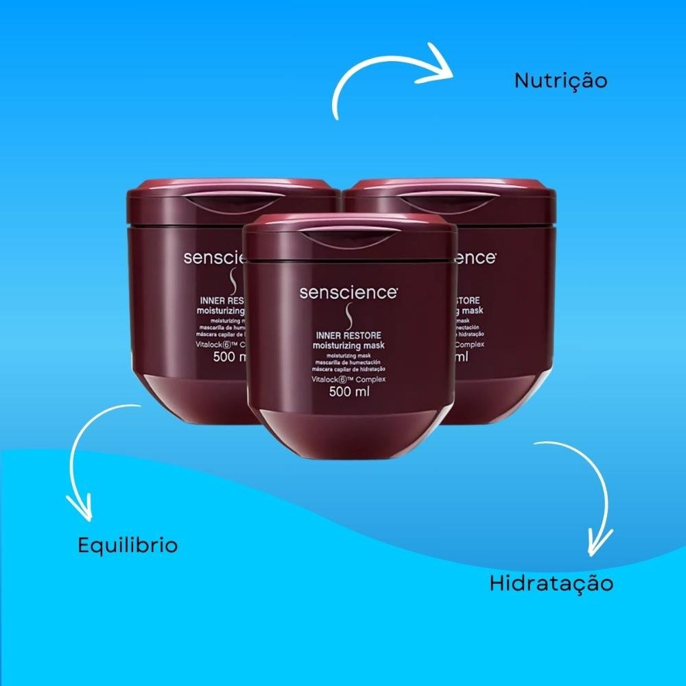 KIt Senscience Inner Restore 3 Máscara De Hidratação 500 ml ÚNICO 4