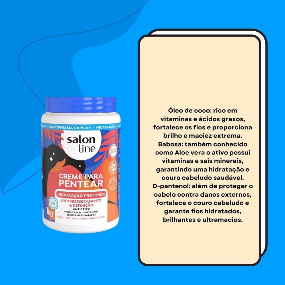 Salon Line Hidratação Profunda Creme Para Pentear 1kg 1kg 3