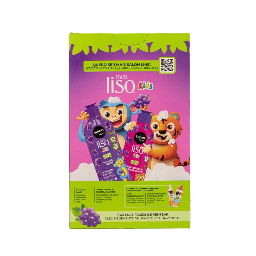 Salon Line Meu Liso Uva kids Kit Shampoo e Condicionador ÚNICO 3