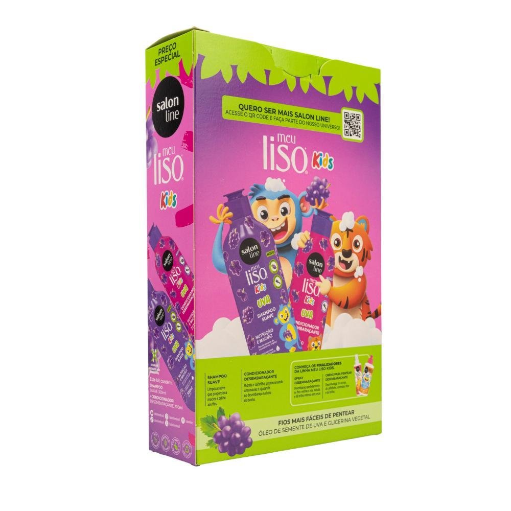 Salon Line Meu Liso Uva kids Kit Shampoo e Condicionador ÚNICO 4