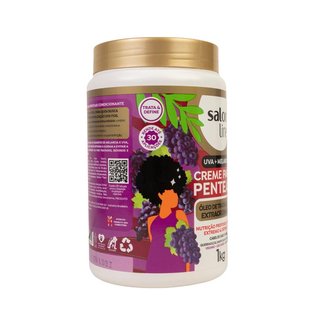 Salon Line Uva + Melancia Creme Para Pentear 1000ml 1L 2
