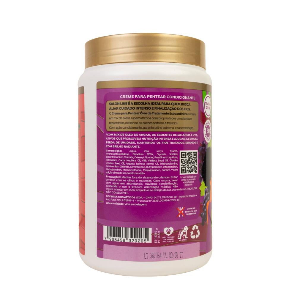 Salon Line Uva + Melancia Creme Para Pentear 1000ml 1L 3