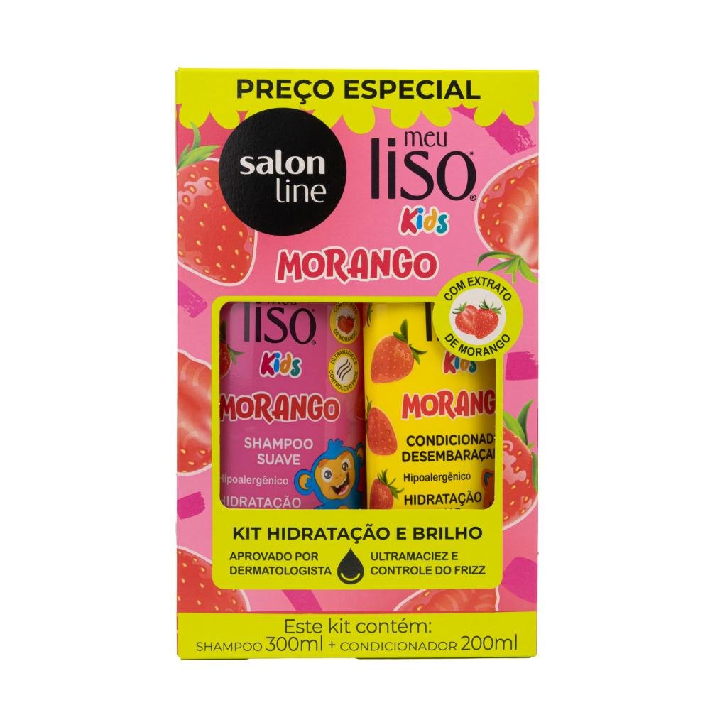 Salon Line Meu Liso kids Morango Kit Shampoo e Condicionador ÚNICO 1
