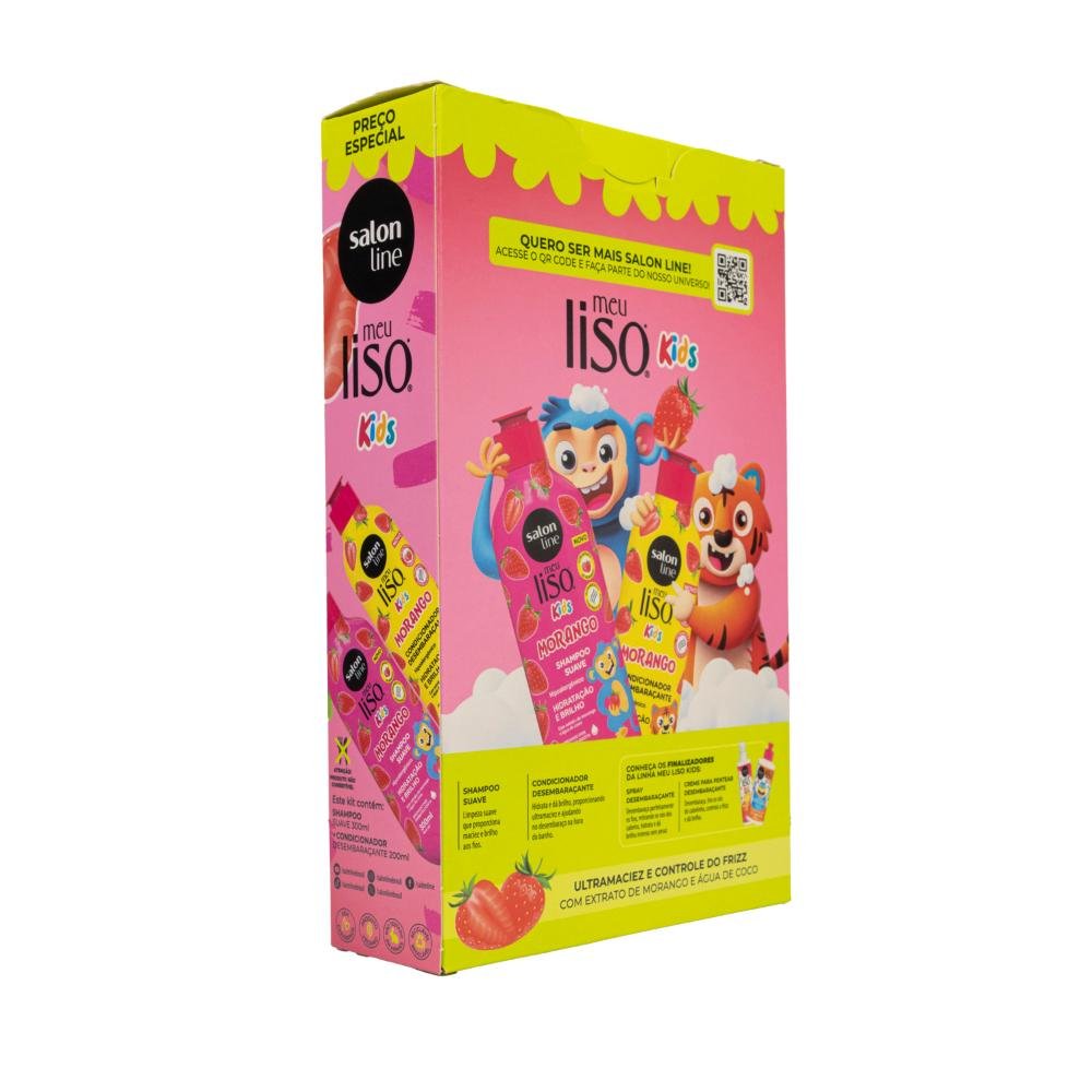 Salon Line Meu Liso kids Morango Kit Shampoo e Condicionador ÚNICO 4