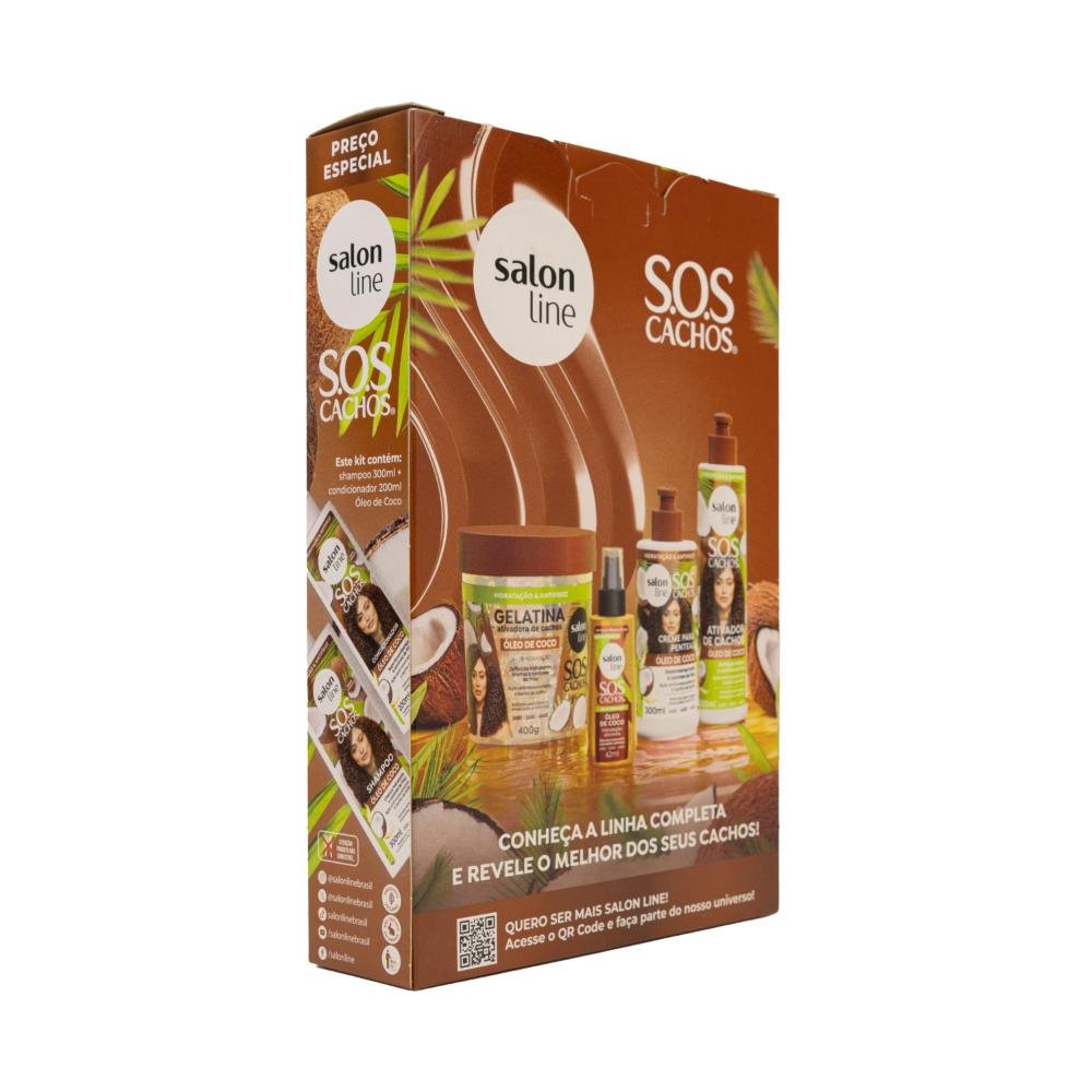 Salon Line S.O.S Cachos Coco Kit Shampoo e Condicionador ÚNICO 4