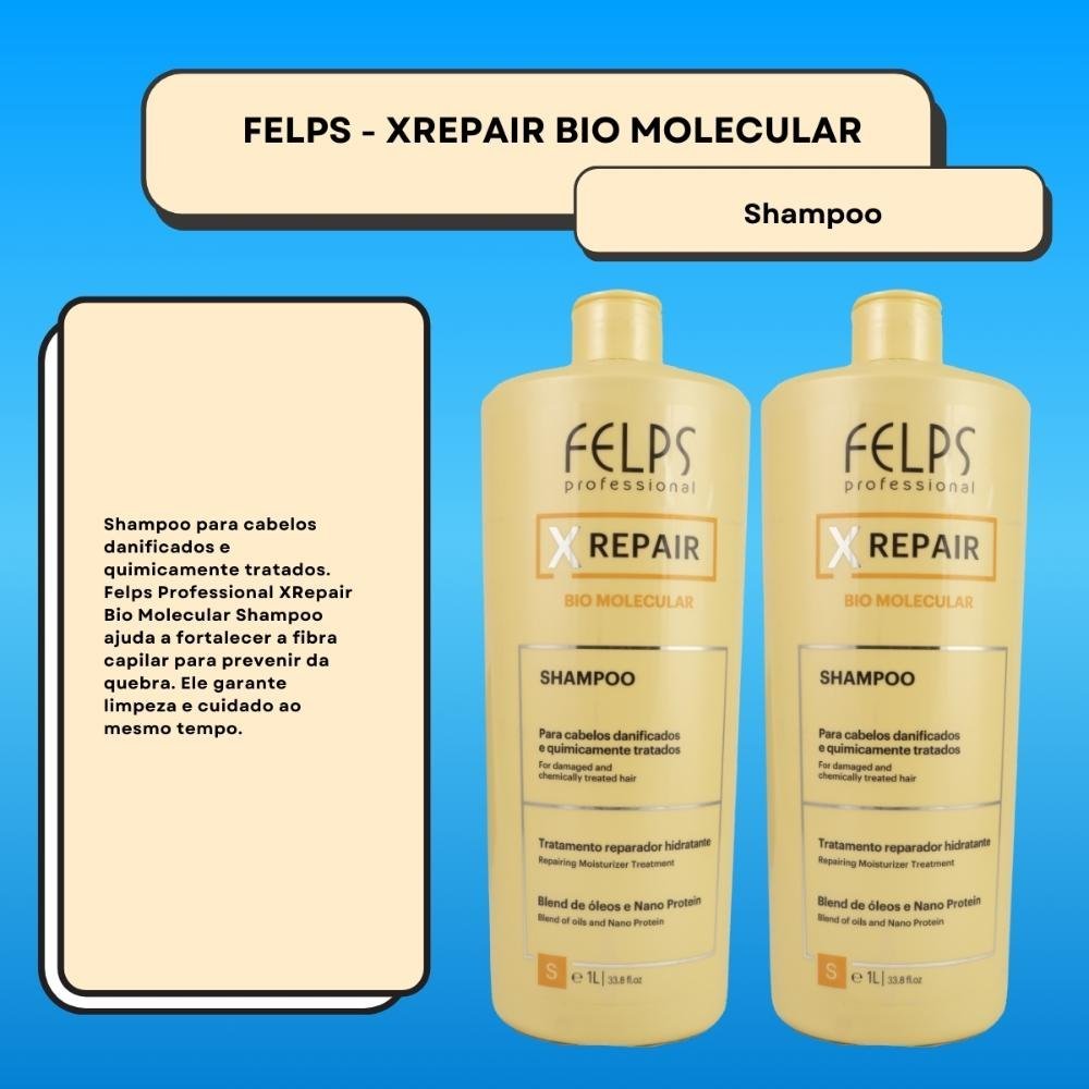 Felps X Repair Bio Molecular Kit 2 Shampoo 1L ÚNICO 2