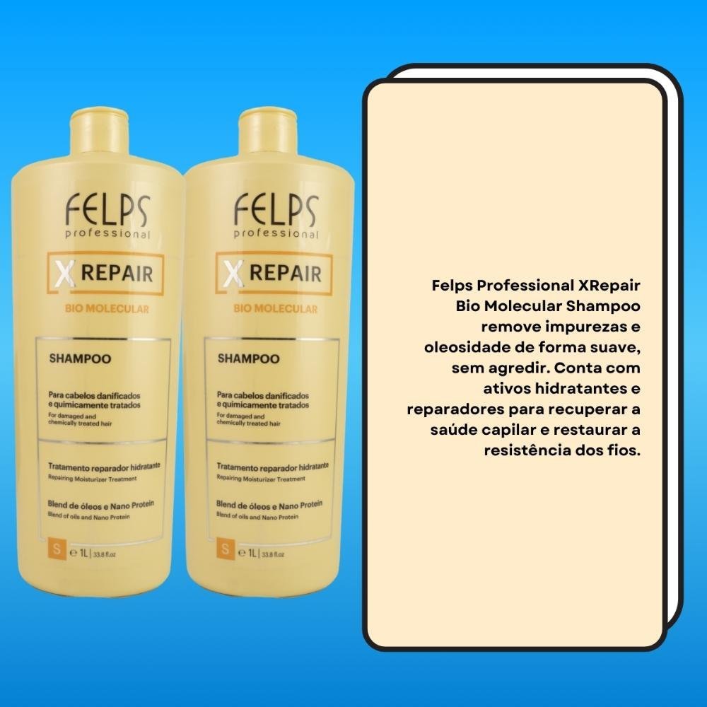 Felps X Repair Bio Molecular Kit 2 Shampoo 1L ÚNICO 3