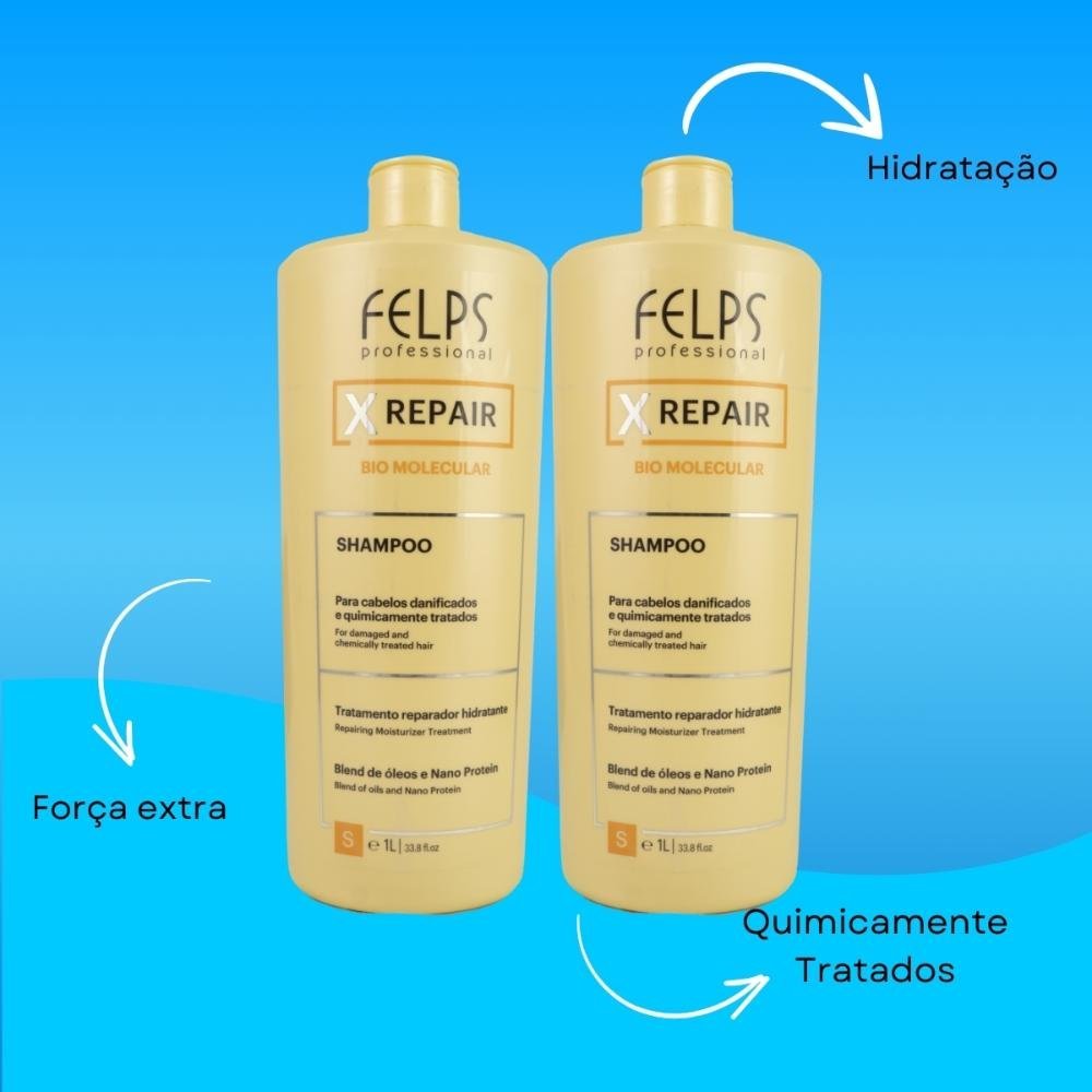 Felps X Repair Bio Molecular Kit 2 Shampoo 1L ÚNICO 4