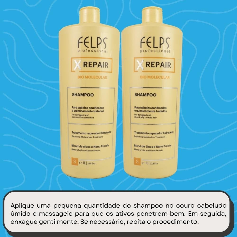 Felps X Repair Bio Molecular Kit 2 Shampoo 1L ÚNICO 5