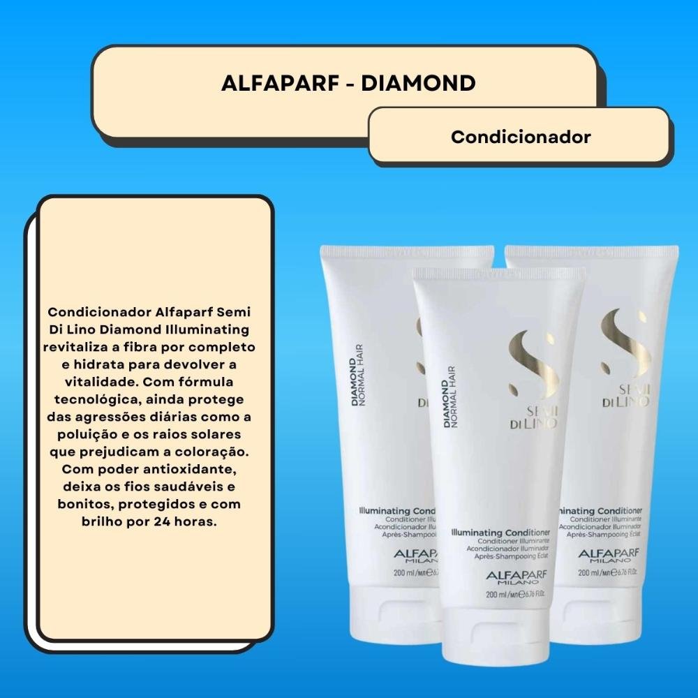 Alfaparf Semi Di Lino Diamond Kit 3 Condicionador 200ml ÚNICO 7