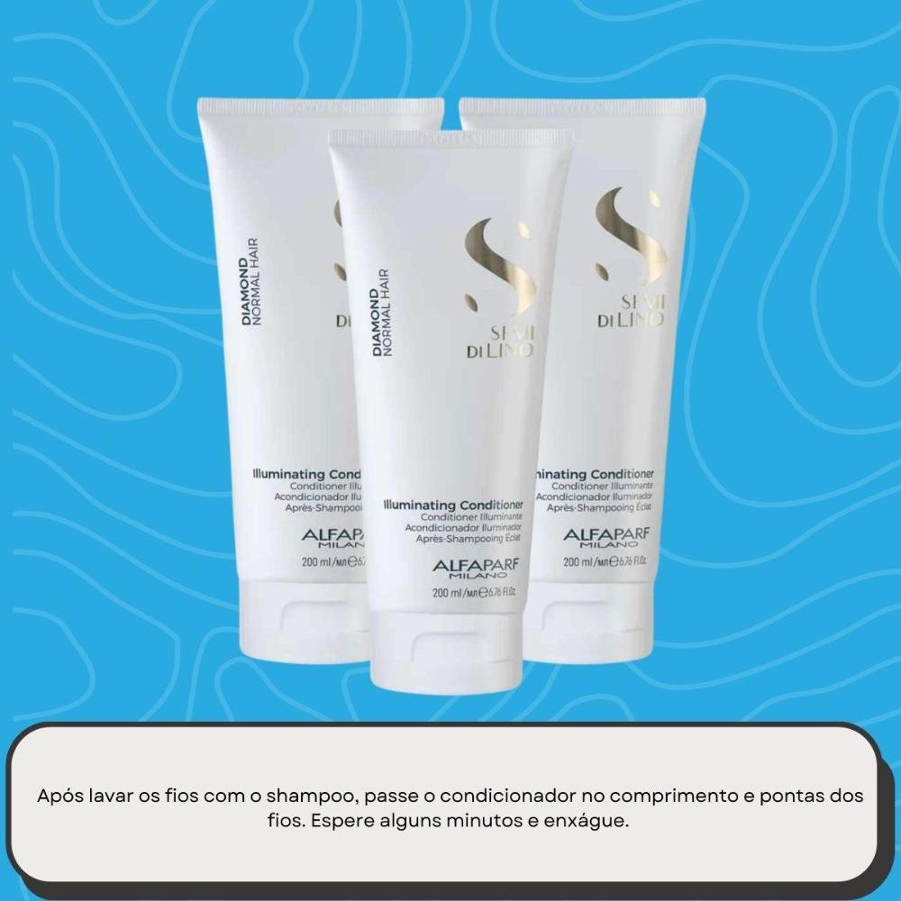 Alfaparf Semi Di Lino Diamond Kit 3 Condicionador 200ml ÚNICO 10