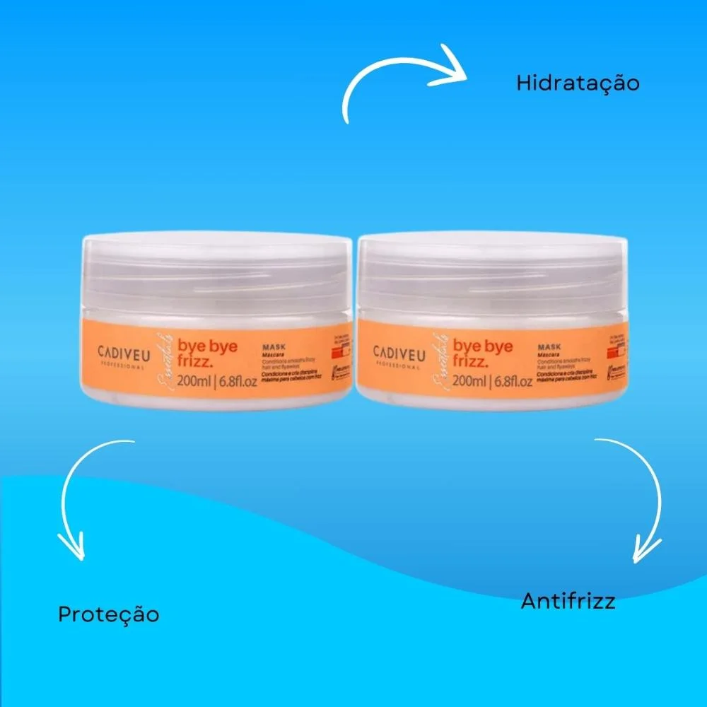 Cadiveu Bye Bye Frizz Mask Kit 2 Máscara Capilar 200ml ÚNICO 11