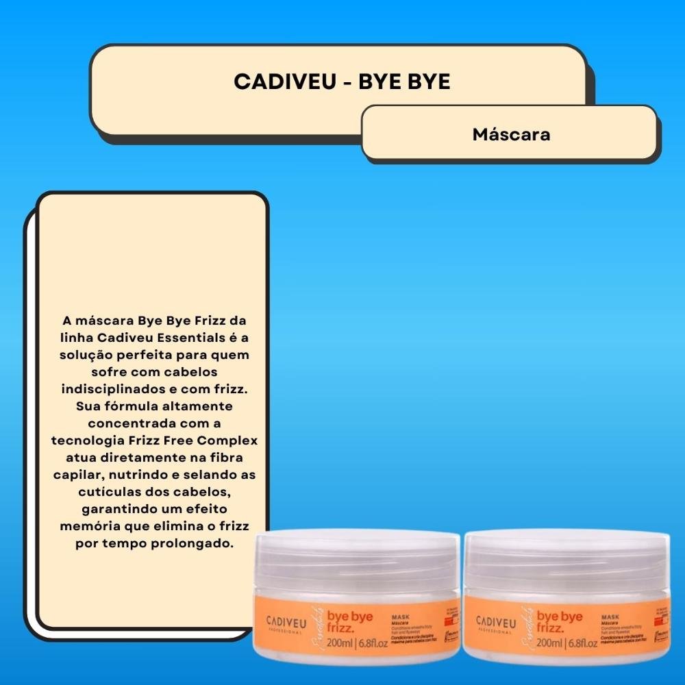 Cadiveu Bye Bye Frizz Mask Kit 2 Máscara Capilar 200ml ÚNICO 9