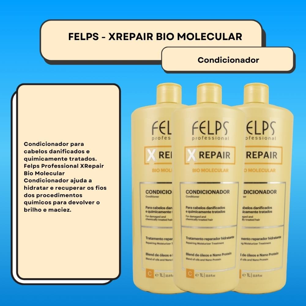Felps X Repair Bio Molecular Kit 3 Condicionador 1L ÚNICO 2