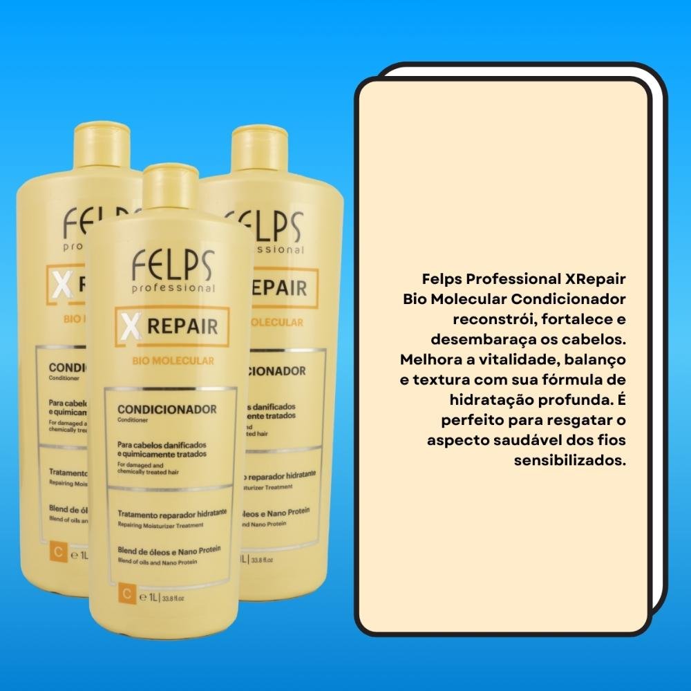 Felps X Repair Bio Molecular Kit 3 Condicionador 1L ÚNICO 3
