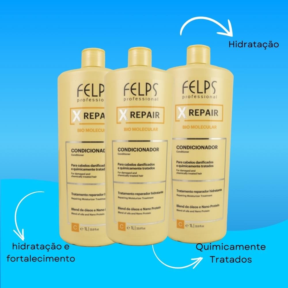 Felps X Repair Bio Molecular Kit 3 Condicionador 1L ÚNICO 4