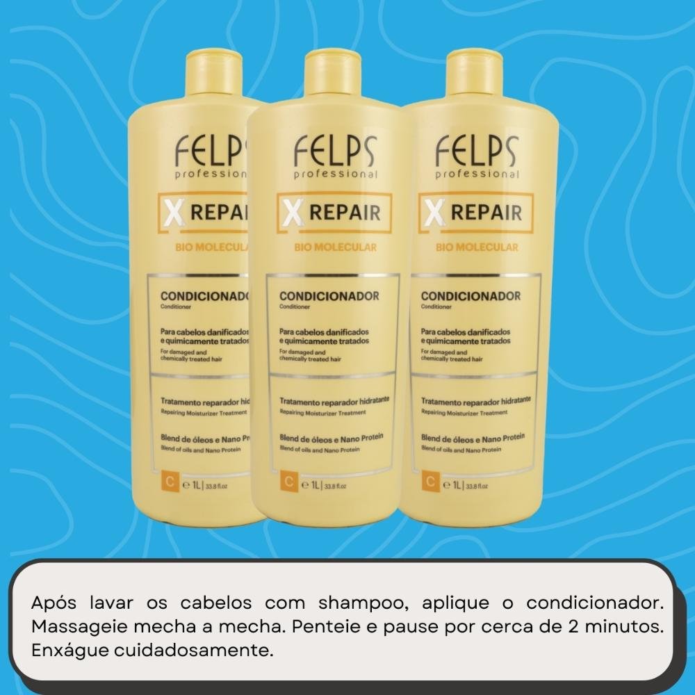 Felps X Repair Bio Molecular Kit 3 Condicionador 1L ÚNICO 5