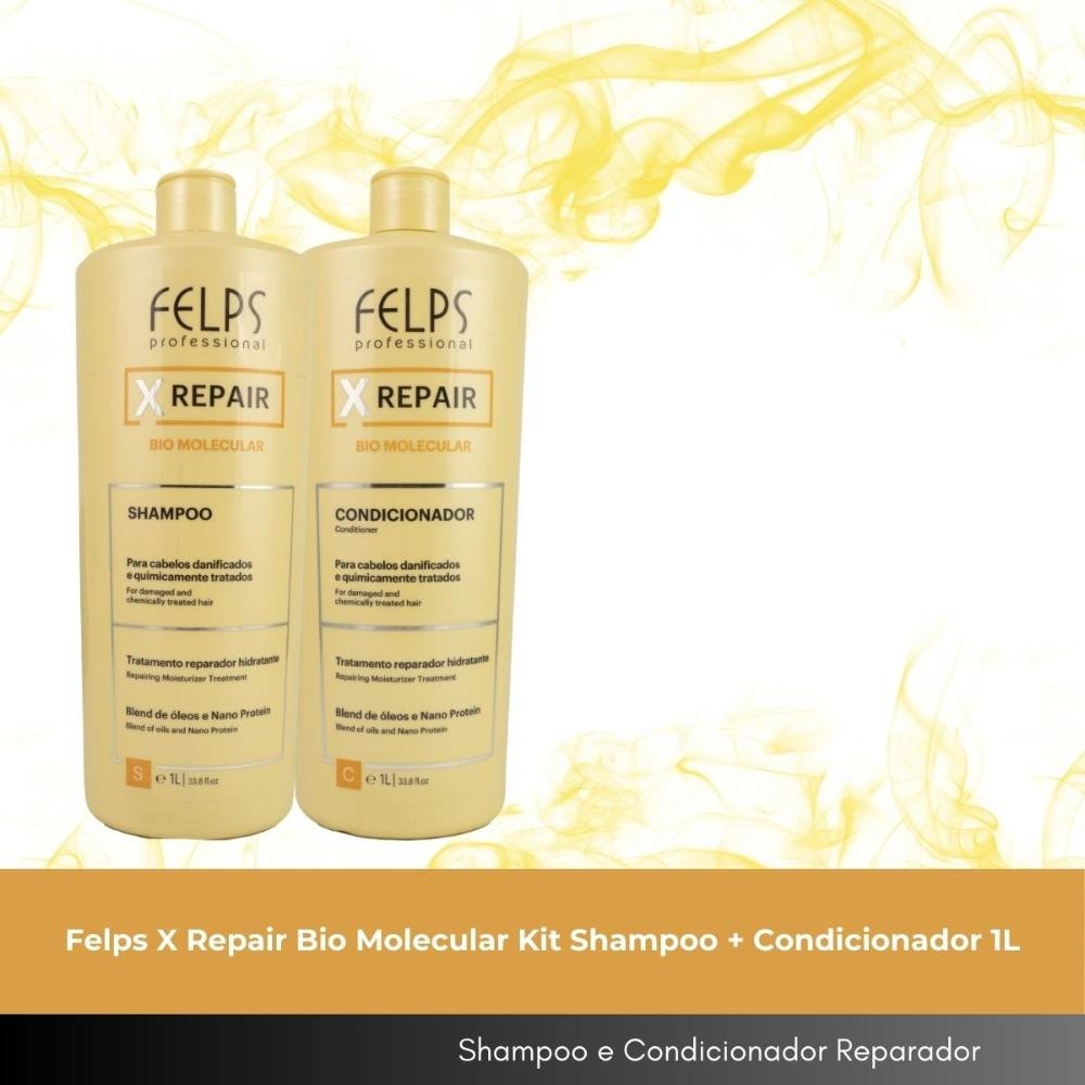 Felps X Repair Bio Molecular Kit Shampoo e Condicionador 1L ÚNICO 2