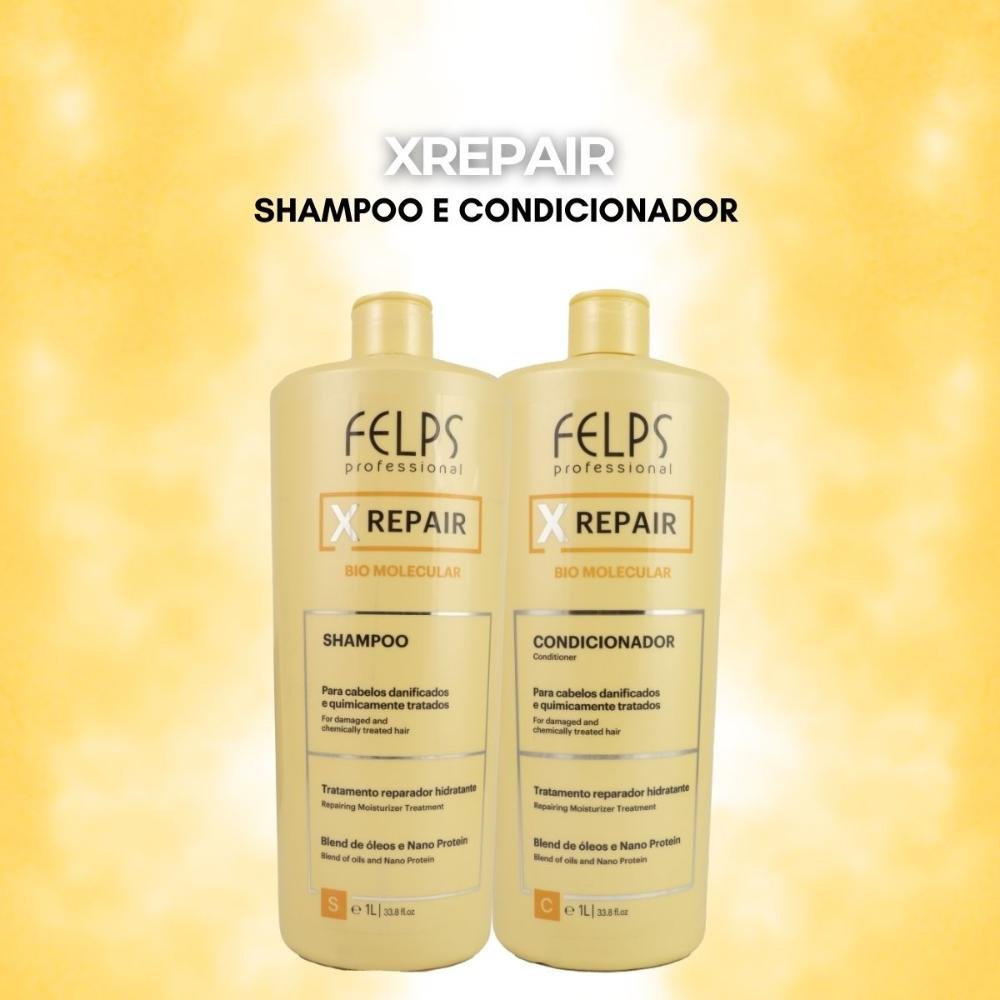 Felps X Repair Bio Molecular Kit Shampoo e Condicionador 1L ÚNICO 3