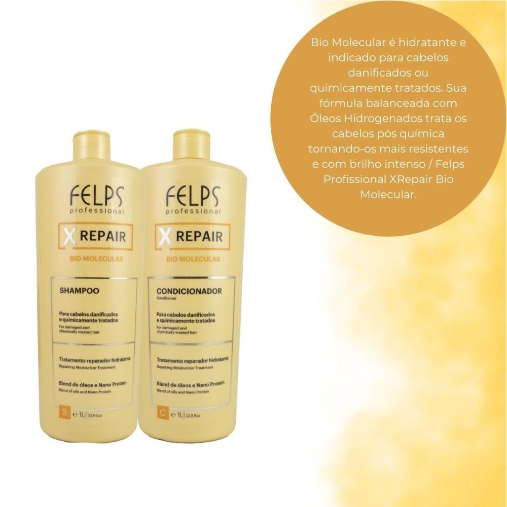 Felps X Repair Bio Molecular Kit Shampoo e Condicionador 1L ÚNICO 4