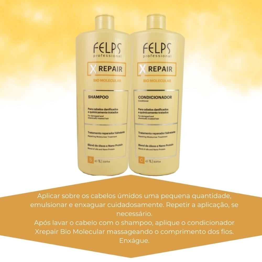Felps X Repair Bio Molecular Kit Shampoo e Condicionador 1L ÚNICO 5