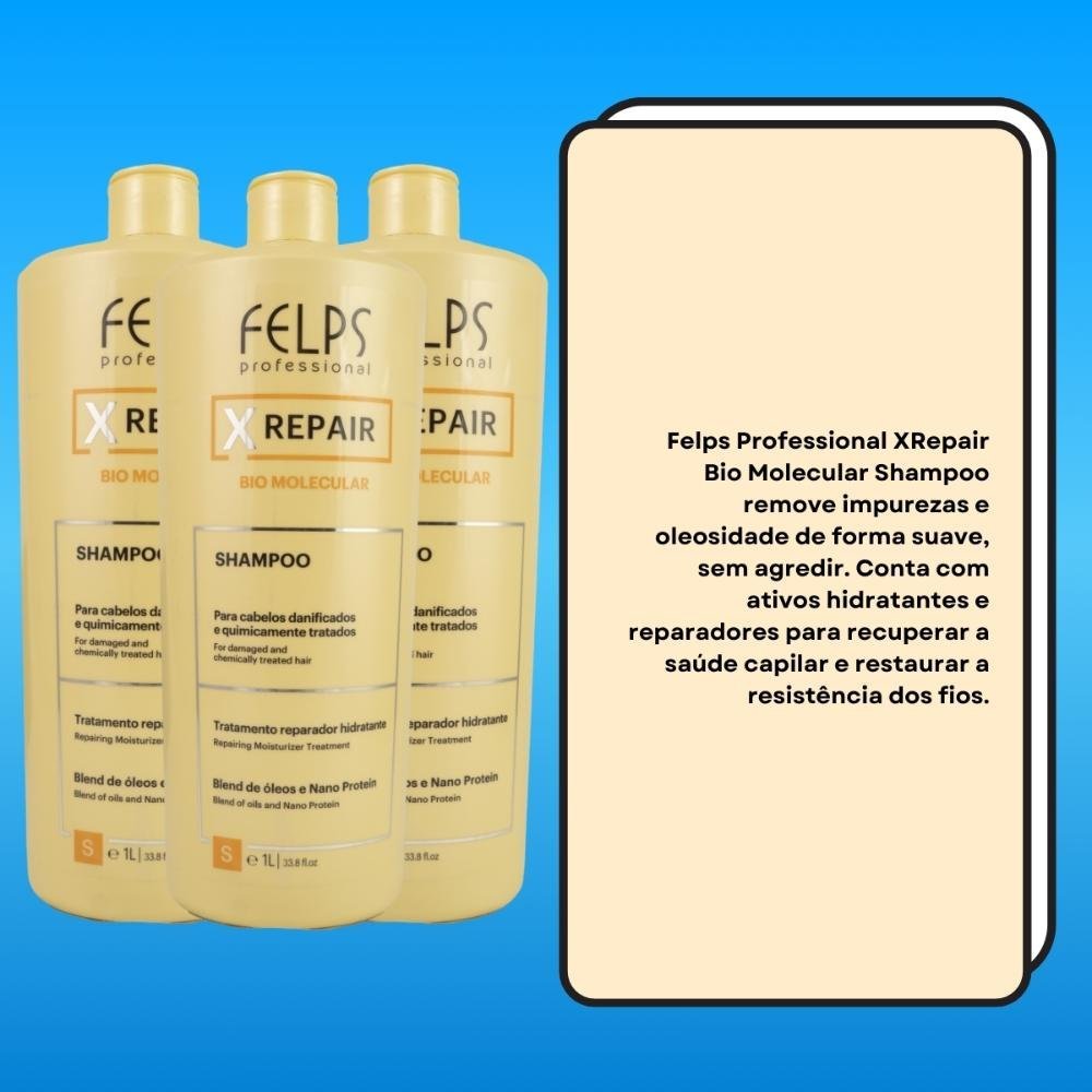 Felps X Repair Bio Molecular Kit 3 Shampoo 1L ÚNICO 3