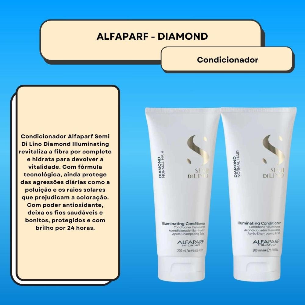 Alfaparf Semi Di Lino Diamond Kit 2 Condicionador 200ml ÚNICO 7