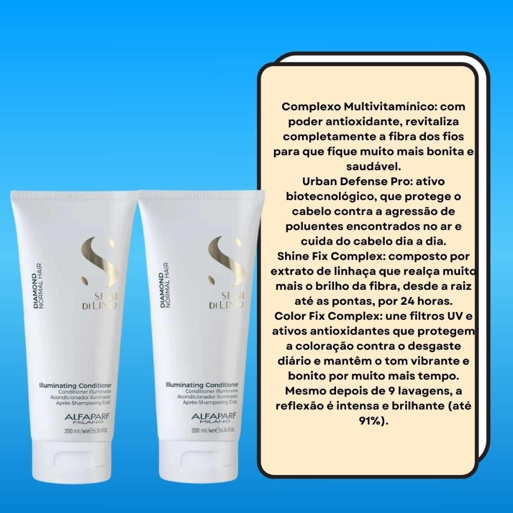 Alfaparf Semi Di Lino Diamond Kit 2 Condicionador 200ml ÚNICO 8