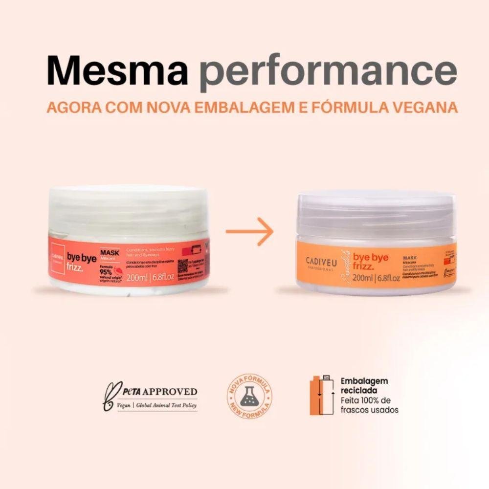 Cadiveu Bye Bye Frizz Mask Kit 3 Máscara Capilar 200ml ÚNICO 2