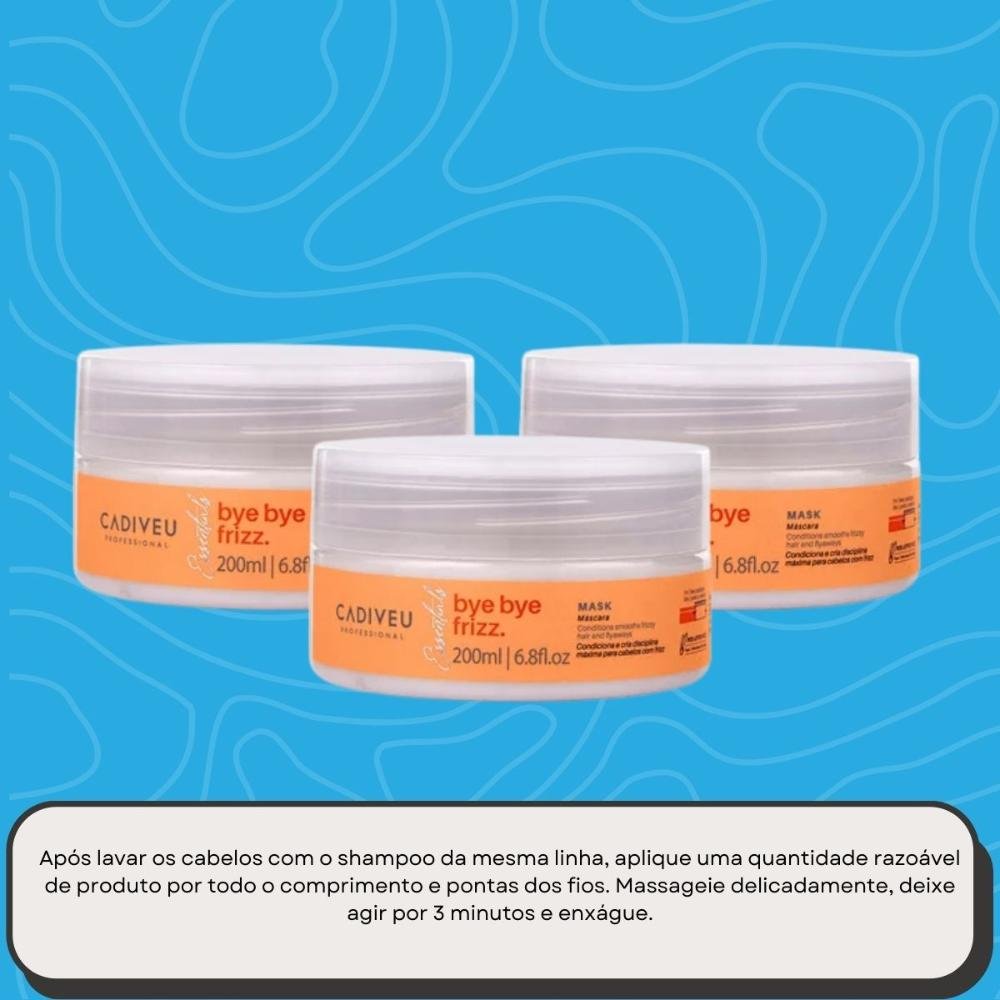 Cadiveu Bye Bye Frizz Mask Kit 3 Máscara Capilar 200ml ÚNICO 11