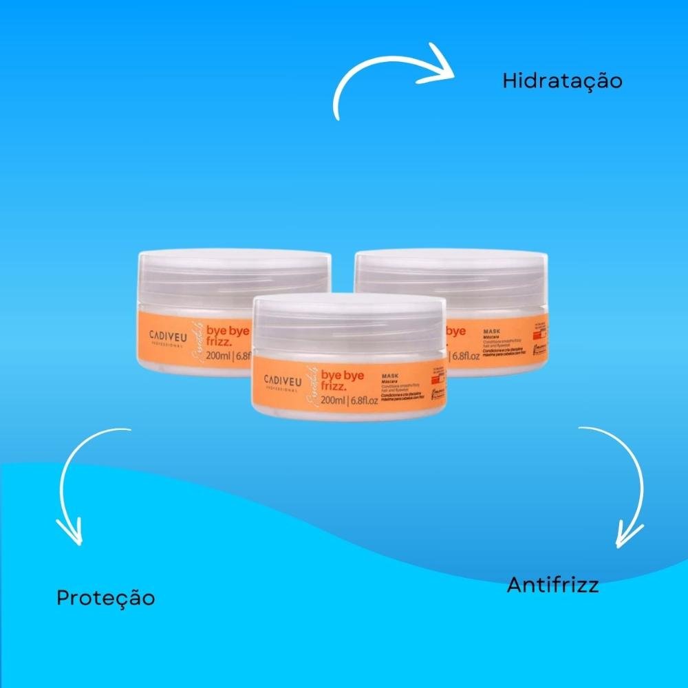 Cadiveu Bye Bye Frizz Mask Kit 3 Máscara Capilar 200ml ÚNICO 10