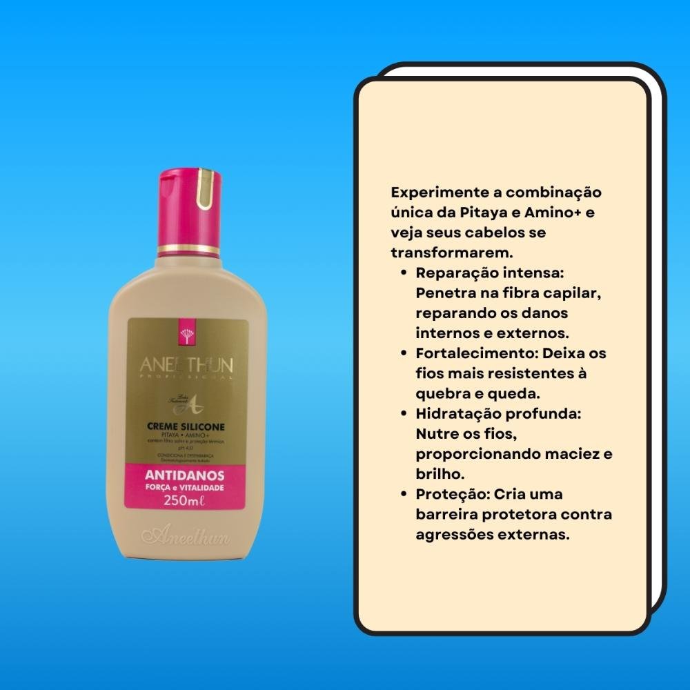 Creme de Pentear Aneethun Linha A Creme de Silicone Antidanos 250 ml 250ml 3