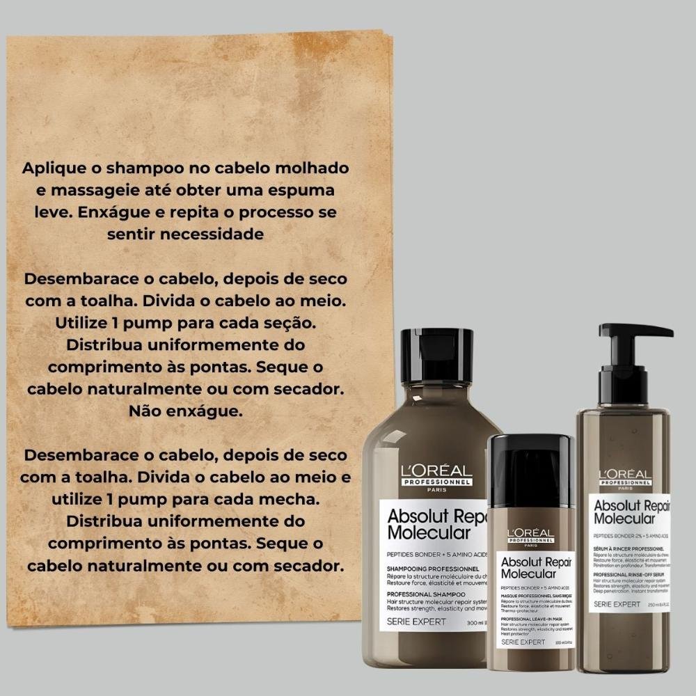 LOréal Professionnel Absolut Repair Molecular Kit Home Care (3 Produtos) ÚNICO 5